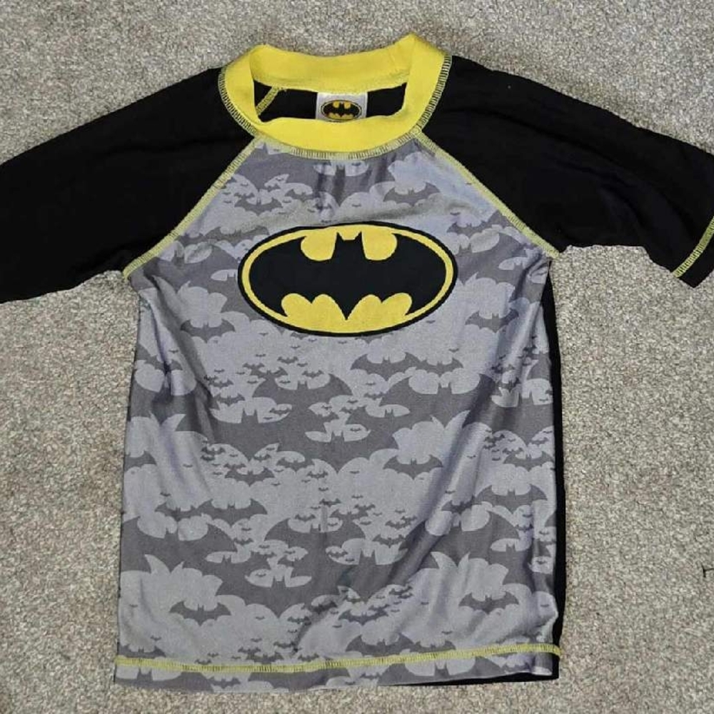 Batman Yellow and Black Boys Swim Shirt